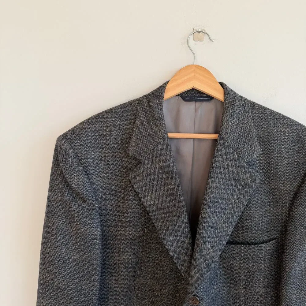 Brooks Brothers Lambswool Herringbone Single-Breasted Blazer Gray 43